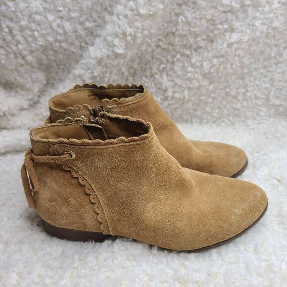 Jack Rogers Charlotte Tan Suede Leather Ankle Boots sz 7.5‎ - Picture 2 of 10